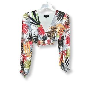 BEULAH- Women’s Tropical Crop Top long Sleeve - Size Medium
